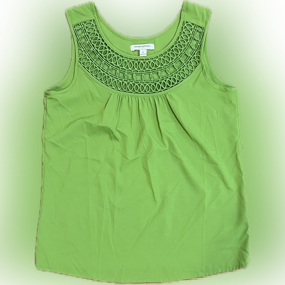 Banana Republic Tops - Banana Republic Bright Green Crochet Yoke Tank